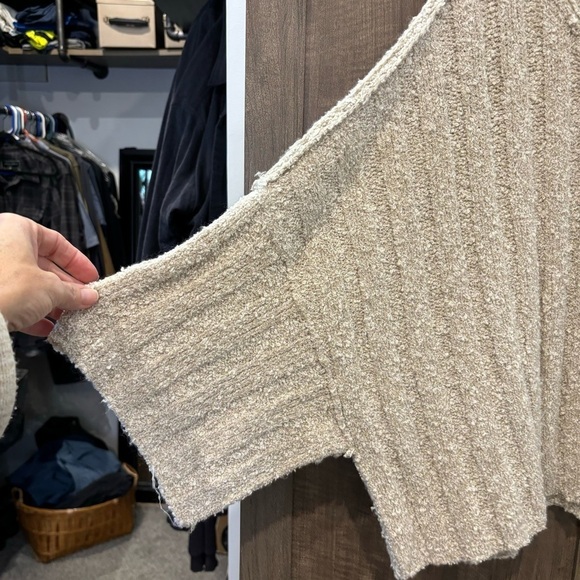 Free People XS Good Day Pullover Chunky Knit Sweater Oatmeal Tan - Picture 9 of 12